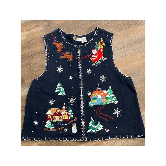 White Stag Embroidered Christmas Full Zip Vest 22W/24W - Picture 1 of 12